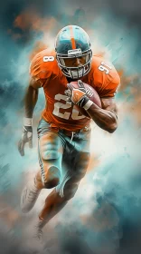 Miami Dolphins Player in Full Sprint Precisionist Art Style AI Image