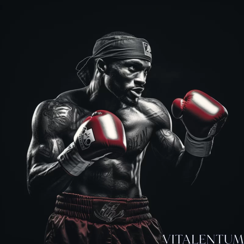 Striking Fantasy Style Boxer Image in Dark Crimson and Silver AI Image