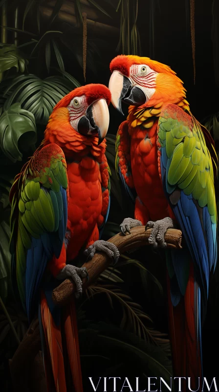 Mesmerizing Hyper-Detailed Jungle Parrots in Vibrant Colors AI Image