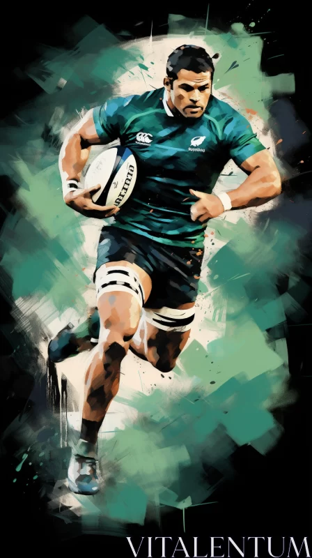 HD Digital Art of Rugby Player in Action with Maori and Maranao Art Influences AI Image