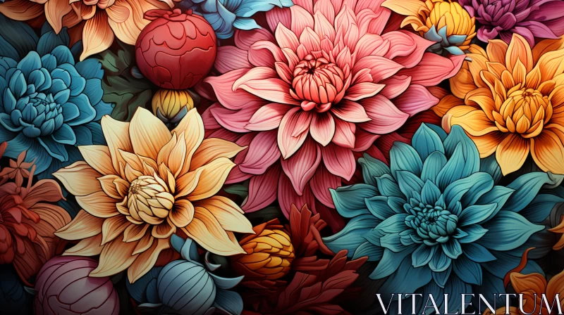 Colorful Flowers in Fine Art Realism Style AI Image