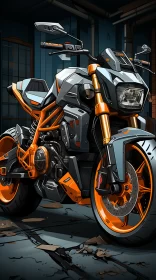 Cyberpunk Motorbike in Manga Universe: Orange and Black Aesthetics AI Image