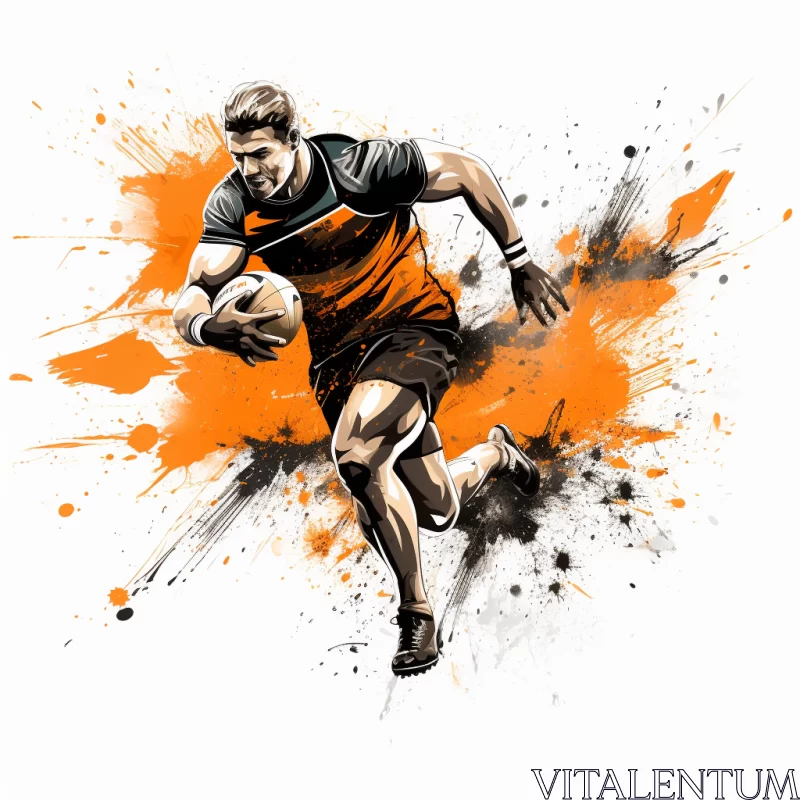 High-Resolution Dramatic Rugby Player Image in Vibrant Colors AI Image