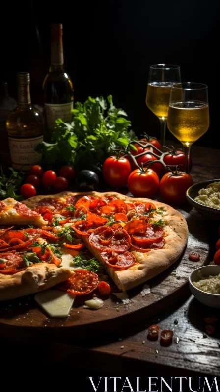 Romanesque Style Tabletop Photography of Pizza AI Image