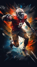 Abstract Football Player Art with Palette Knife Textures AI Image