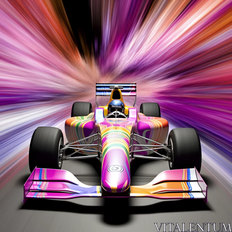 Psychedelic Racing Car Artwork with Precisionism Influence  - AI Generated Images AI Image