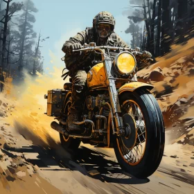 Vintage Scoutcore Motorcycle Adventure in Detailed Digital Art