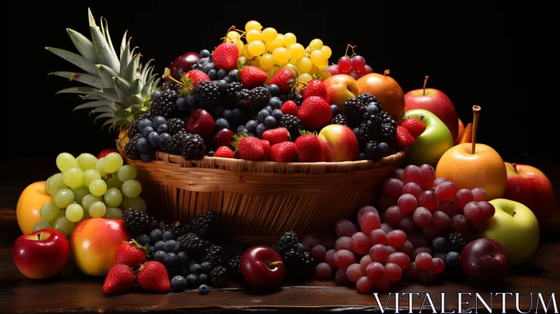 Captivating Still Life of Fruit Basket with Bold Chromaticity AI Image