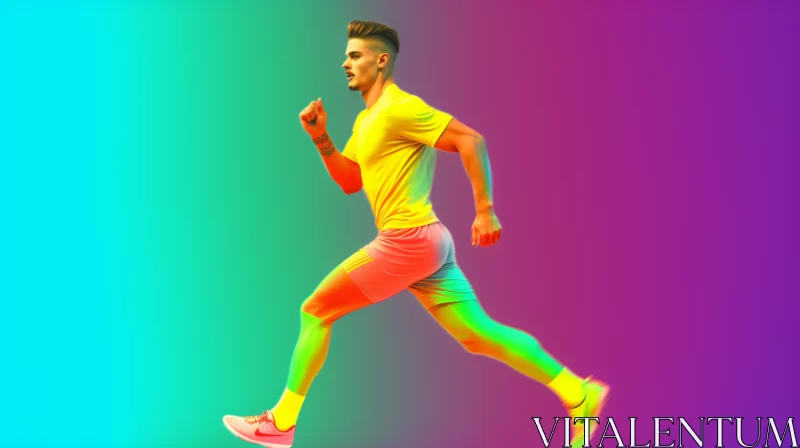 Kinetic Male Runner Art with Thermal Gradient Backdrop AI Image