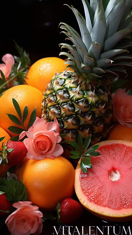 Artistic Fruit Arrangements: Romance in Pink and Orange AI Image