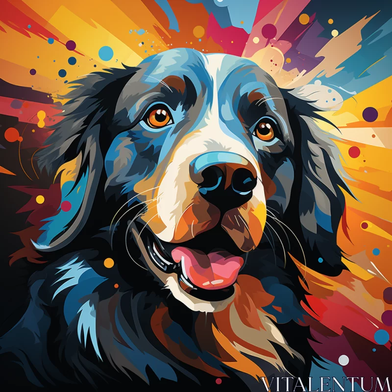 Joyful Multi-Color Dog Portrait with Mosaic Background AI Image