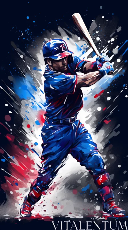 Aurorapunk Style Baseball Player in Action Digital Painting AI Image