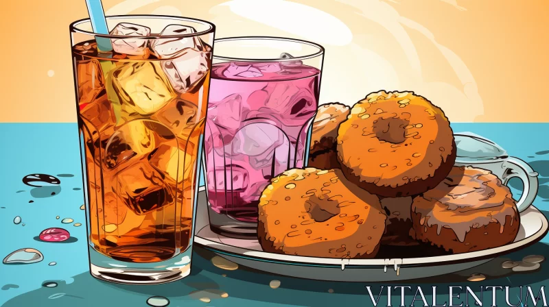 Comic Art Inspired Food Illustration in Algeapunk Style AI Image