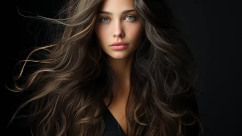 Elegant Woman Portrait with Textured Hair and Feather Details