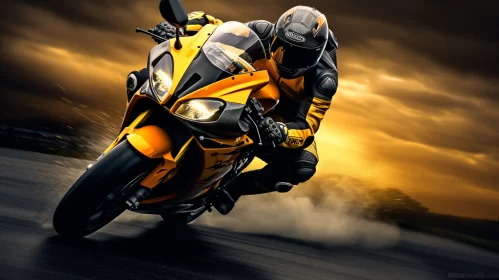 32k UHD Image of Motorcyclist Racing on Barren Racecourse