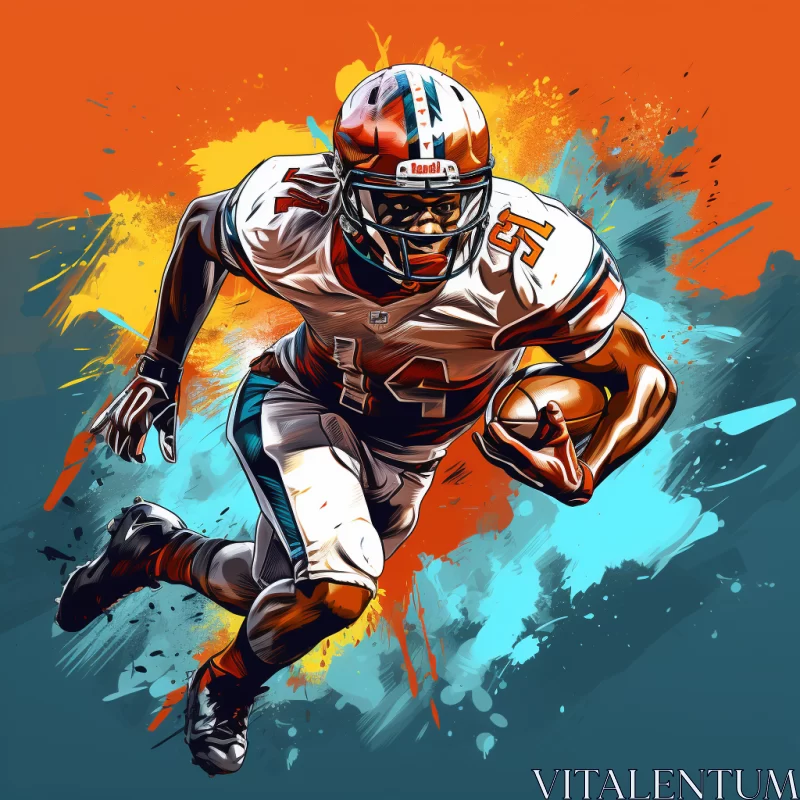 Armored Football Player in Mid-Sprint: Abstract 2D Game Art AI Image