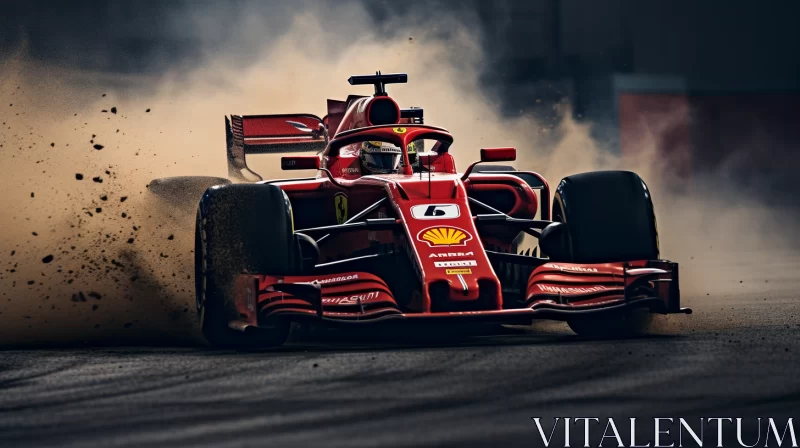 Dramatic Ferrari F1 Racing Car Action Scene with Rich Narrative  - AI Generated Images AI Image