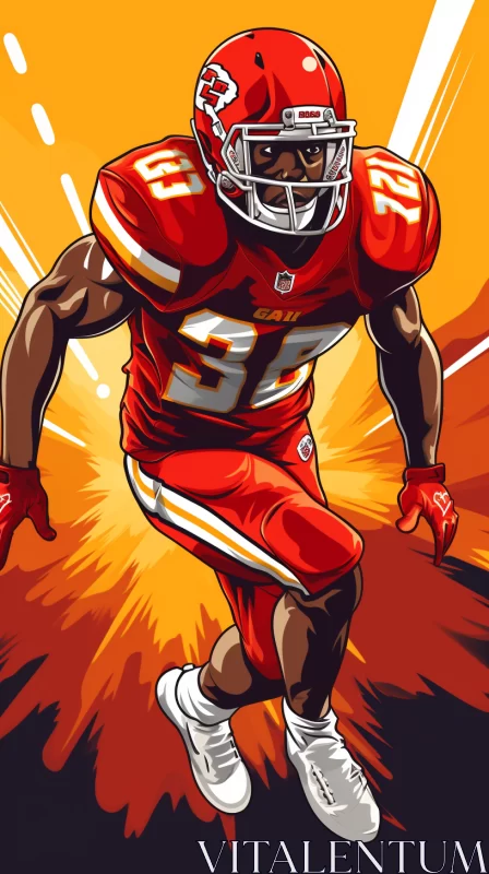 Fiery Portrayal of Kansas City Chiefs Player in Bold Graphic Style AI Image