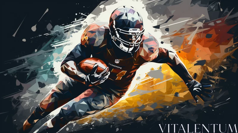 Abstract American Football Player in Action with Colorful Ball AI Image
