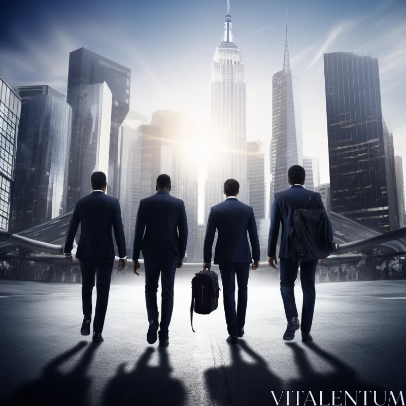 AI ART Silhouettes of Businessmen in New York Cityscape