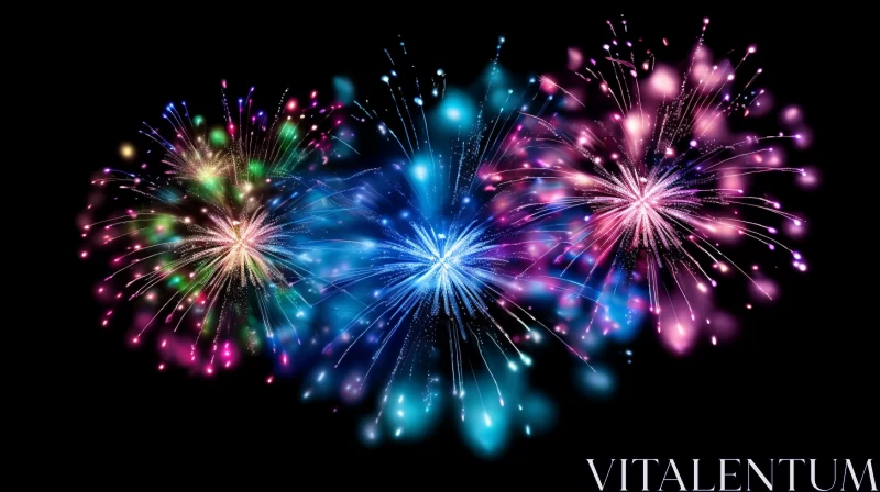 Visually Stunning Fireworks Display in Light Blue and Magenta AI Image