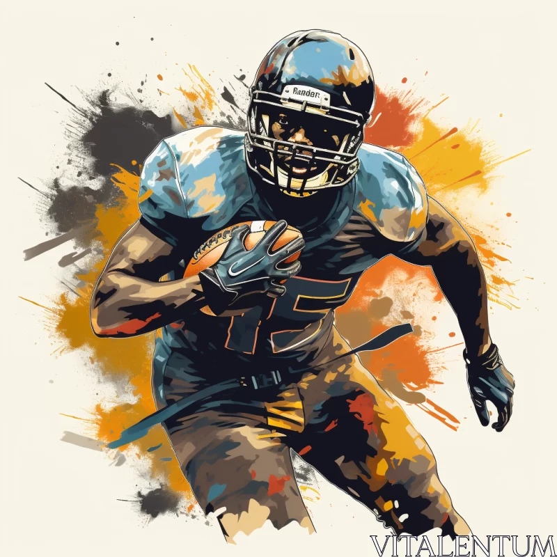Abstract Fusion of Chinese and Pop Art: American Football Player in Action AI Image