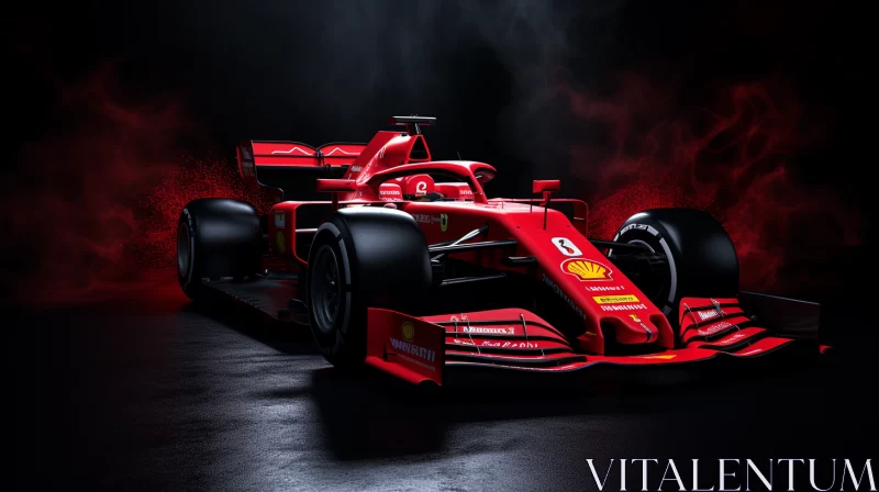 Hyperrealistic 3D Ferrari F1 Car Image in Foggy Background  - AI Generated Images AI Image