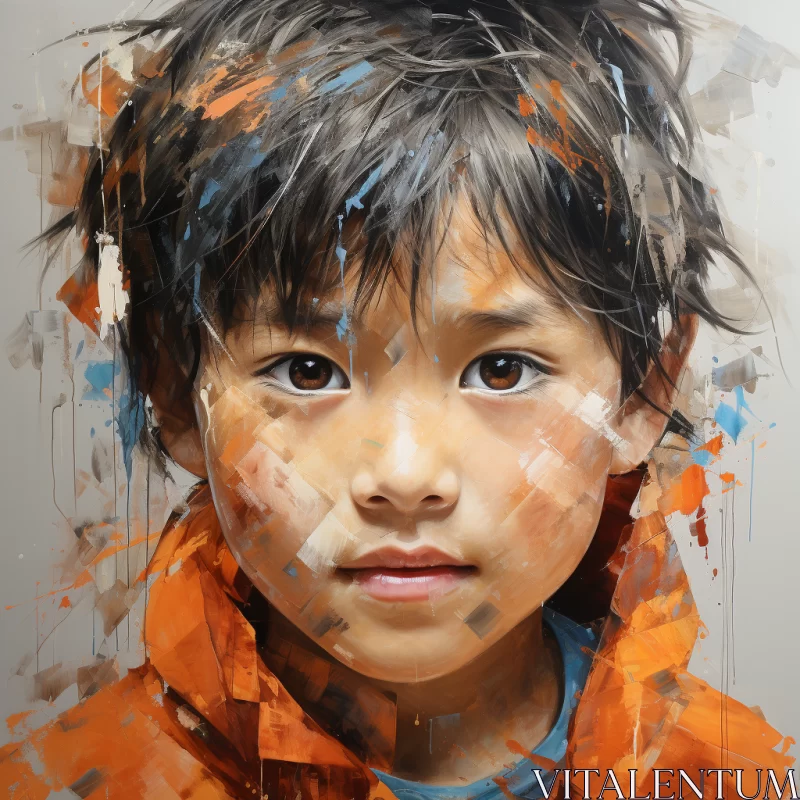 Splatter Painting of Young Girl - Thai Art Influence AI Image
