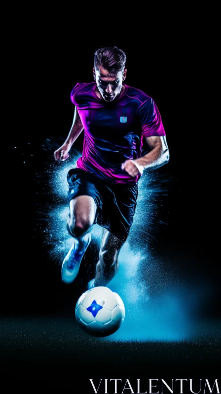 Dynamic Soccer Action Image in 32K UHD, RTX Enhanced Lighting and Innovative Page Design AI Image