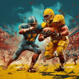 Nostalgic American Football Scene in Textured Painting AI Image
