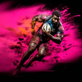 Vibrant Rugby Player Image with Afro-Caribbean Influences AI Image