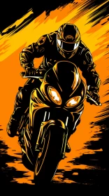 High-Definition Noir Comic Art of Motorcycle Racer AI Image
