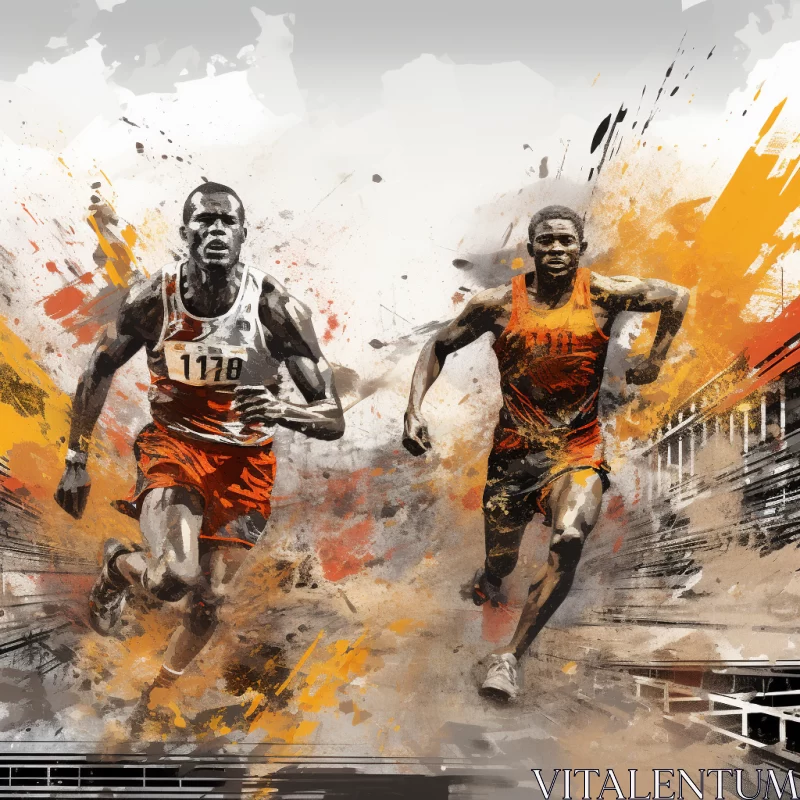 Vintage Poster Design of Runners in Competition with Retro Filter AI Image
