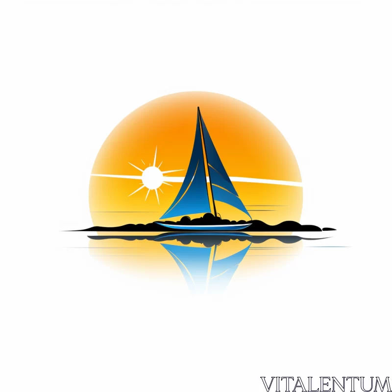 Vivid Sailboat Logo in Coastal Landscape with Light Effects AI Image
