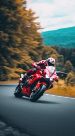 8K Motorcycle Ride Image in Sunny Mountainous Landscape AI Image