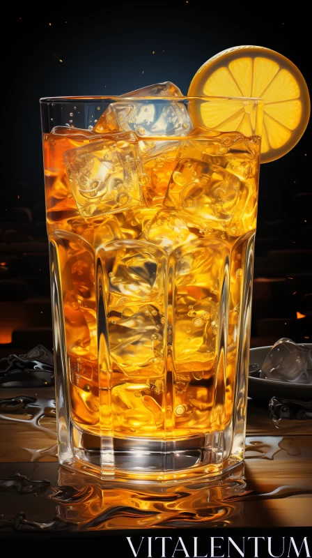 Photorealistic Artwork of an Iced Drink in a Glass AI Image