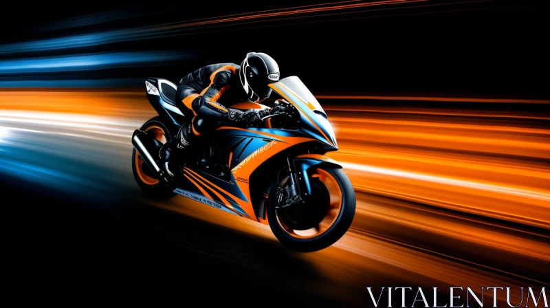 AI ART Dynamic Nighttime Motorbike Race in Vibrant Tumblewave Style