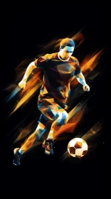 Dynamic Soccer Scene in Multifaceted Geometry and Vibrant Colors AI Image