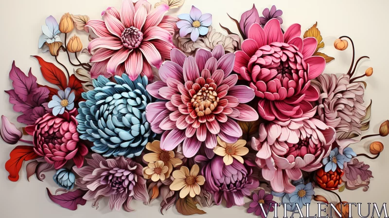 3D Floral Wall Art: An Explosion of Color and Detail AI Image