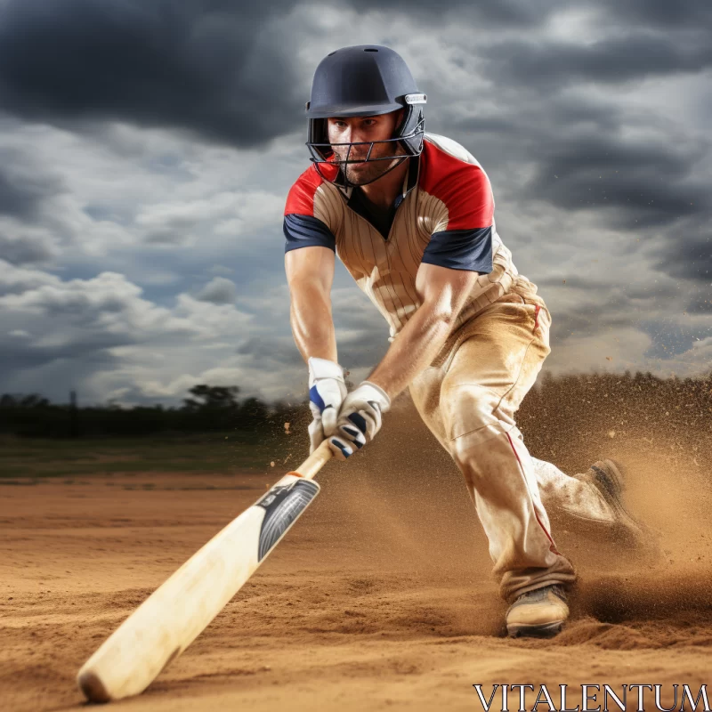 Intense Baseball Action in Vibrant Colors AI Image