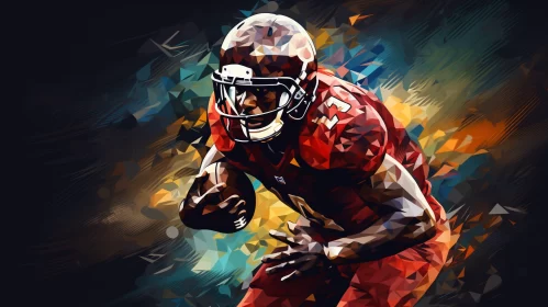 Abstract NFL Player in Action with Cubism Influence and Textured Paintwork AI Image