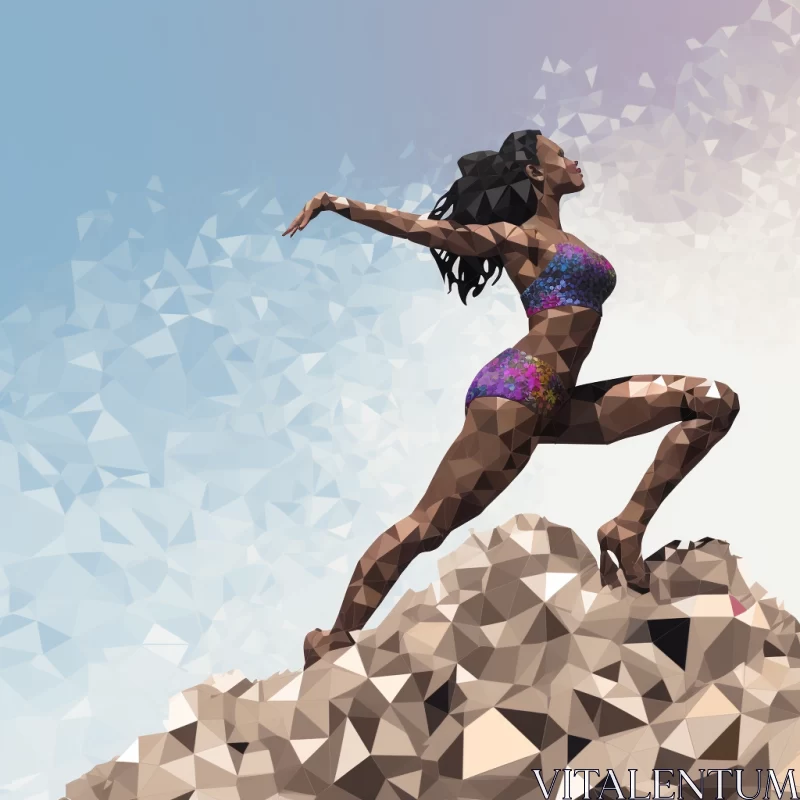 AI ART Dynamic African Woman Mosaic Illustration in Modern Art Style
