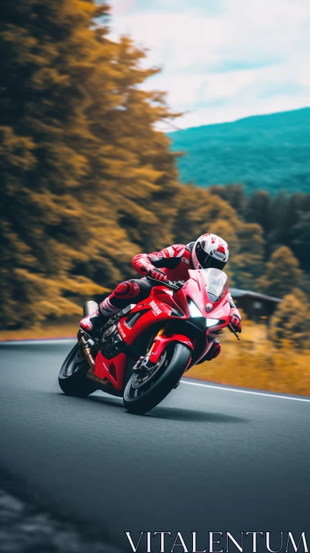 AI ART 8K Motorcycle Ride Image in Sunny Mountainous Landscape