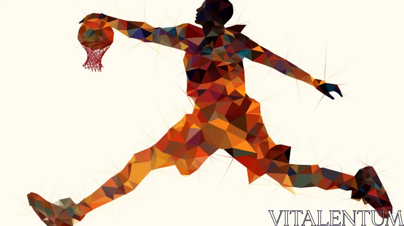 AI ART Abstract Geometric Basketball Player in Motion