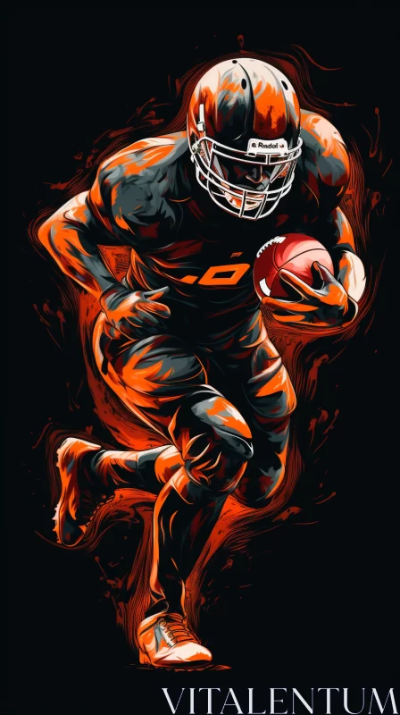 Fiery Football Player Sprinting in Bold Inferno - Detailed Painterly Art AI Image