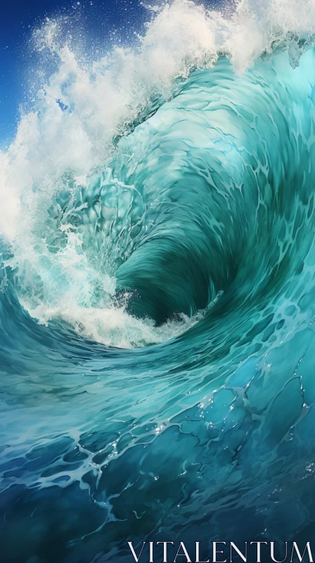 Splendid Wave Break in Precisionist Art Style AI Image