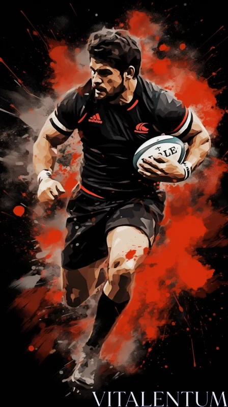 32k UHD Rugby Player Illustration in Vibrant Colors AI Image