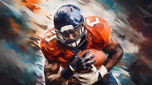 Mid-Stride Football Player Digital Art in Bold Hues AI Image