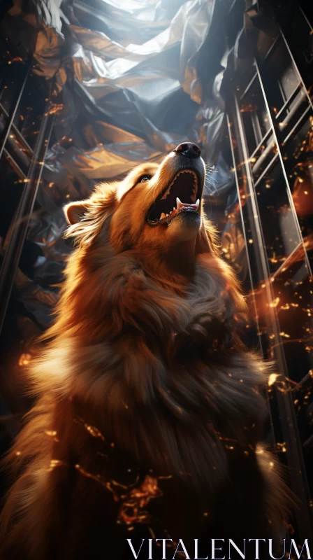 Cinematic Dog Illustration in Chaotic Dark Ambience AI Image