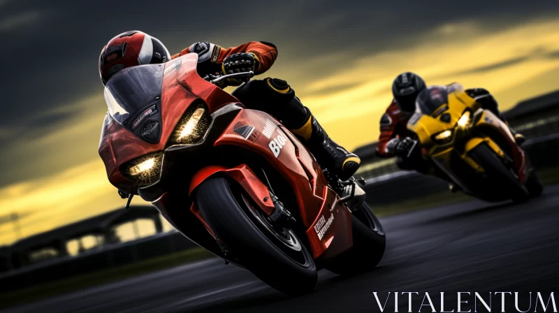 High-Octane Motorcycle Race on Vibrant Track in 32k UHD AI Image